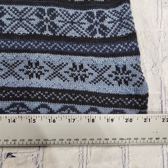 Chaps WOMENS SIZE S Fair Isle Sweater Cowl Neck Drawstrings Indigo Blue - Picture 3 of 10